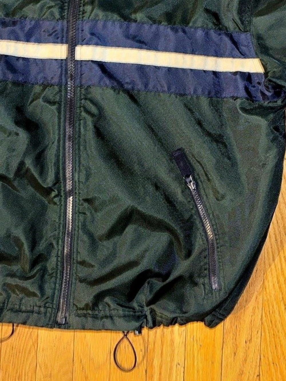 Gap VTG Fleece-Lined Windbreaker w/ Reflective Stripe - Green & Navy - Medium - Picture 4 of 10